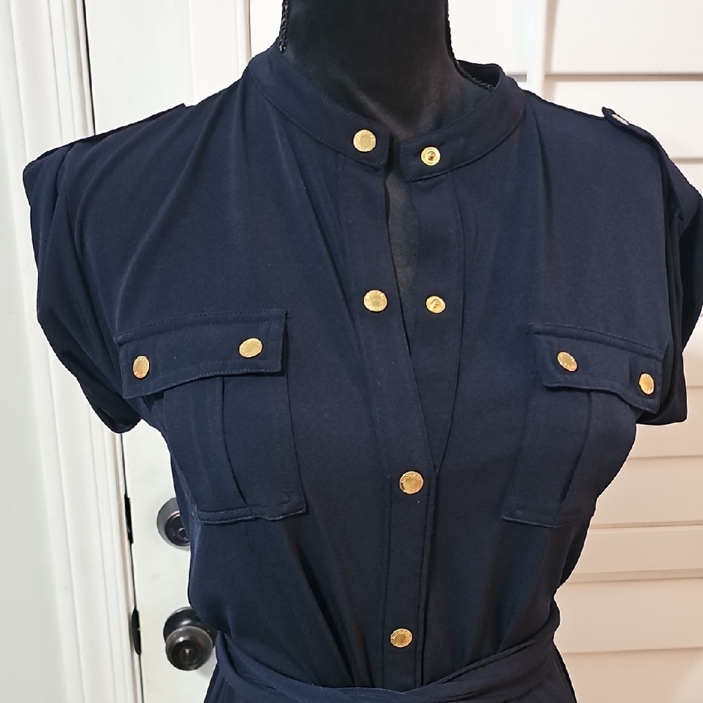 Michael Kors Navy Garment with Gold Zipper